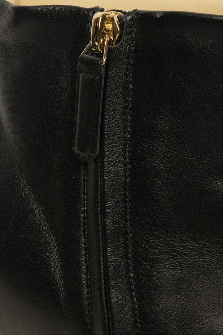 Chanel Size 37.5 Lambskin Open Tote Ankle Boots