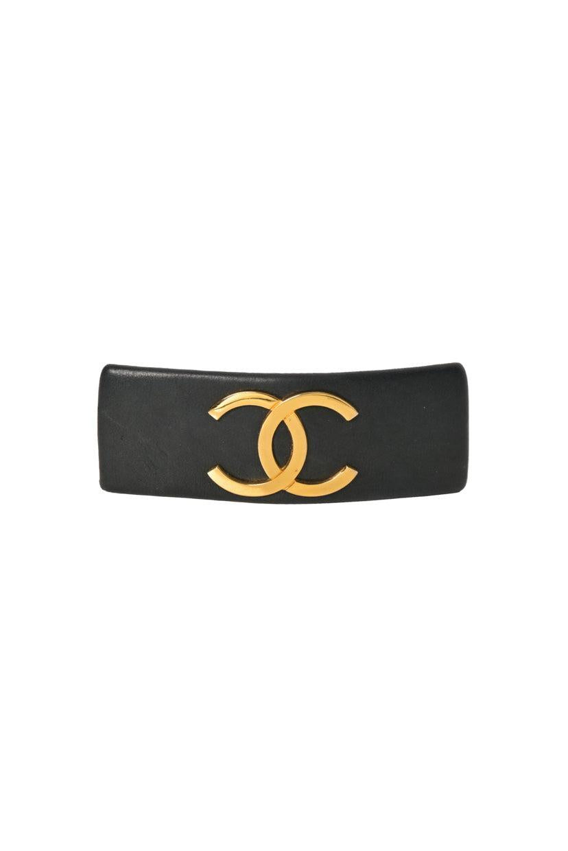 Chanel CC Logo Leather Hair Barrette