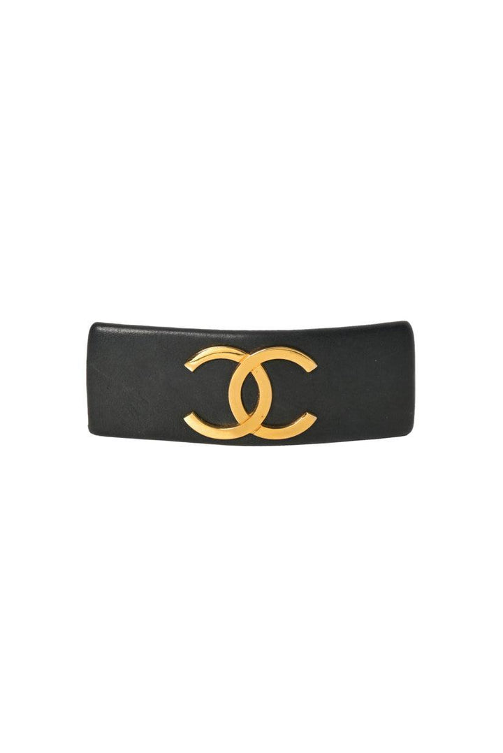 Chanel CC Logo Leather Hair Barrette