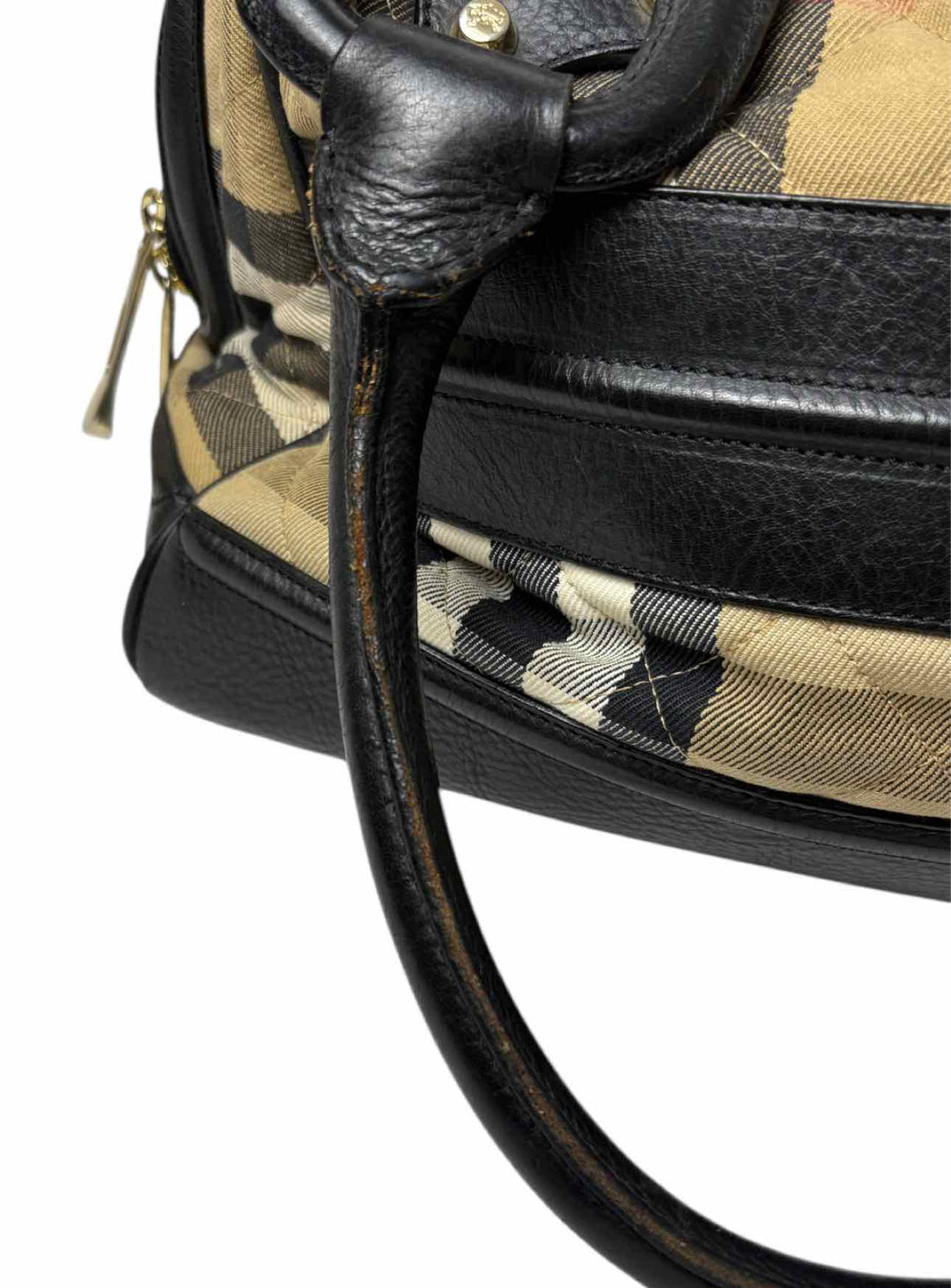 Burberry Quilted House Check fabric and Leather  Purse