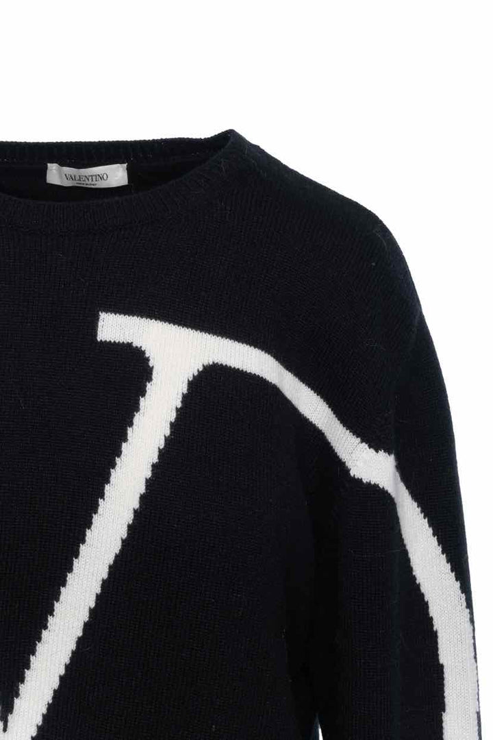 Valentino Size L Men's Cashmere VLogo Sweater