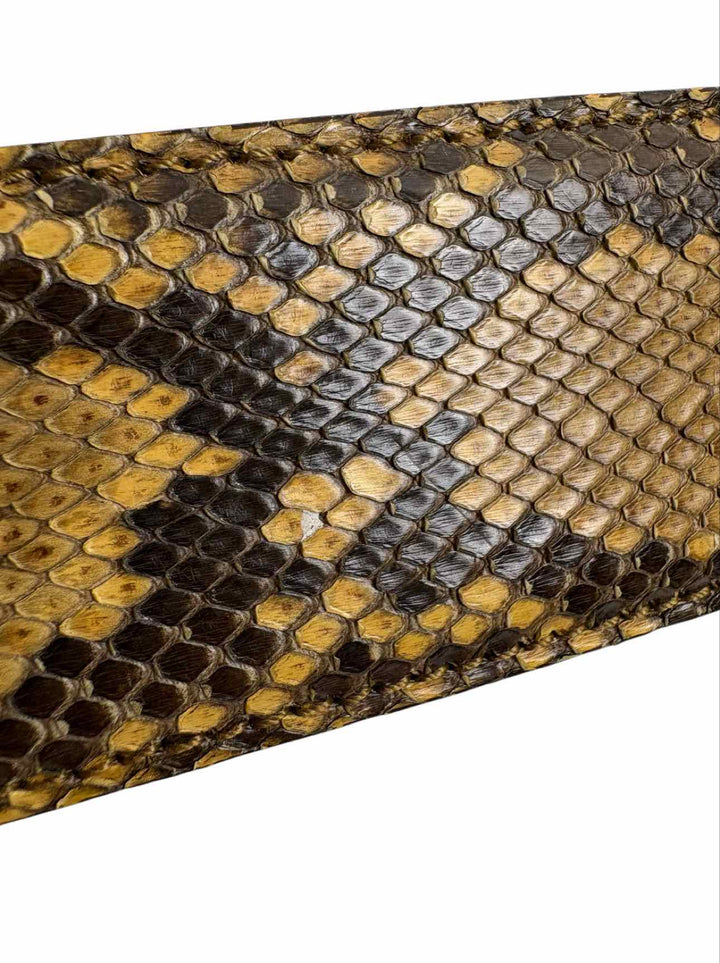 Gucci Size 34 Snakeskin Leather Logo Buckle Belt