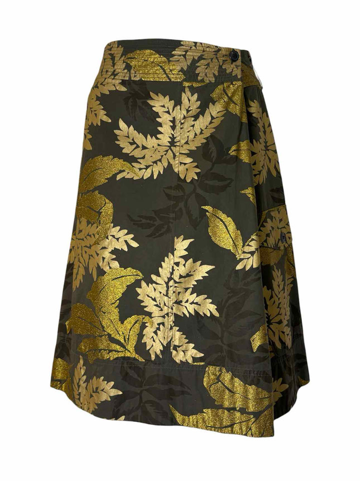 Dries Van Noten Size 38 Metallic Floral Cotton Skirt