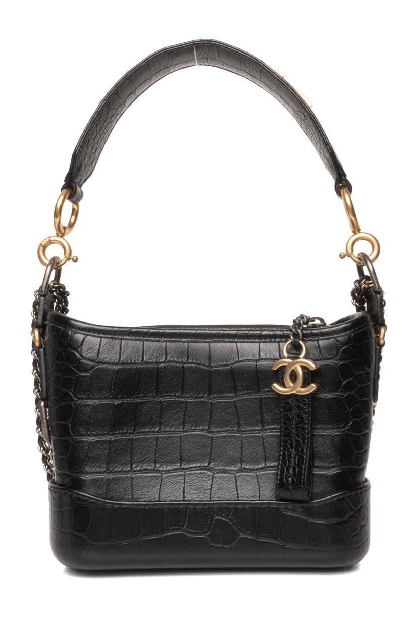 Chanel 2019 Croc-Embossed Calfskin Small Gabrielle Hobo