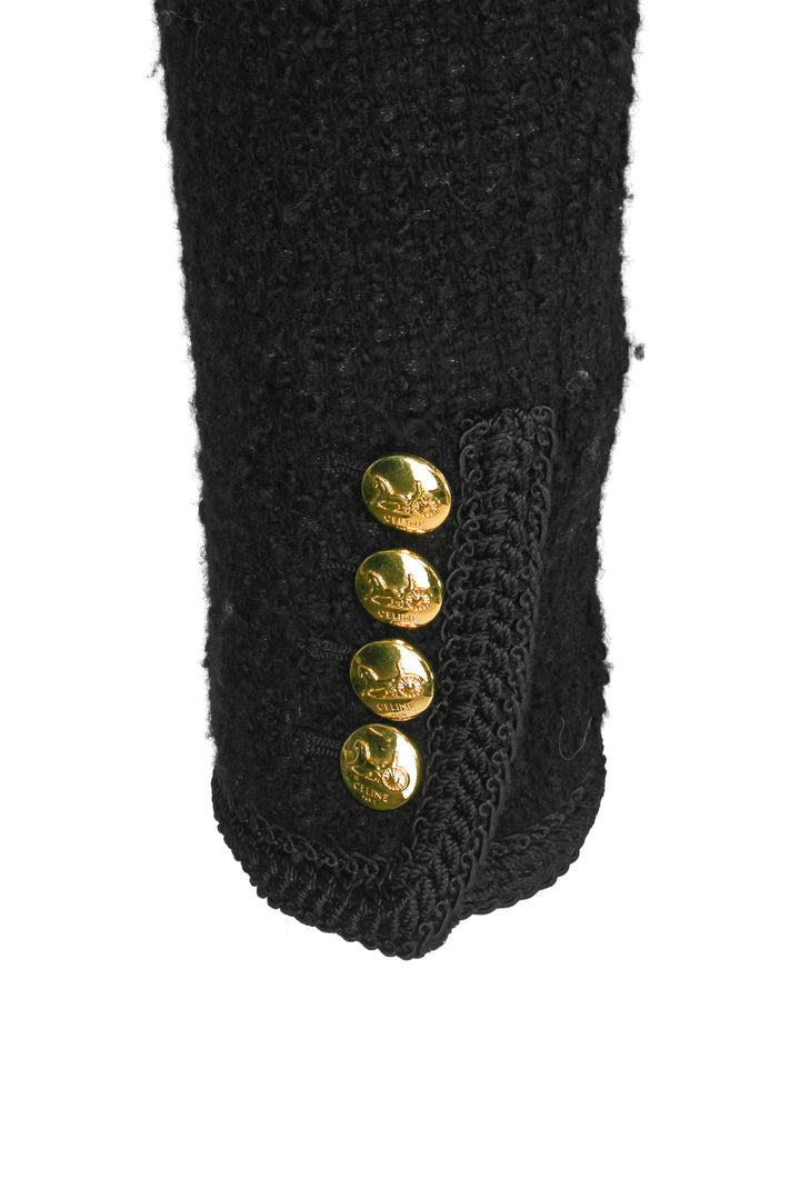 Celine Size 34 Boucle Tweed Chasseur Jacket