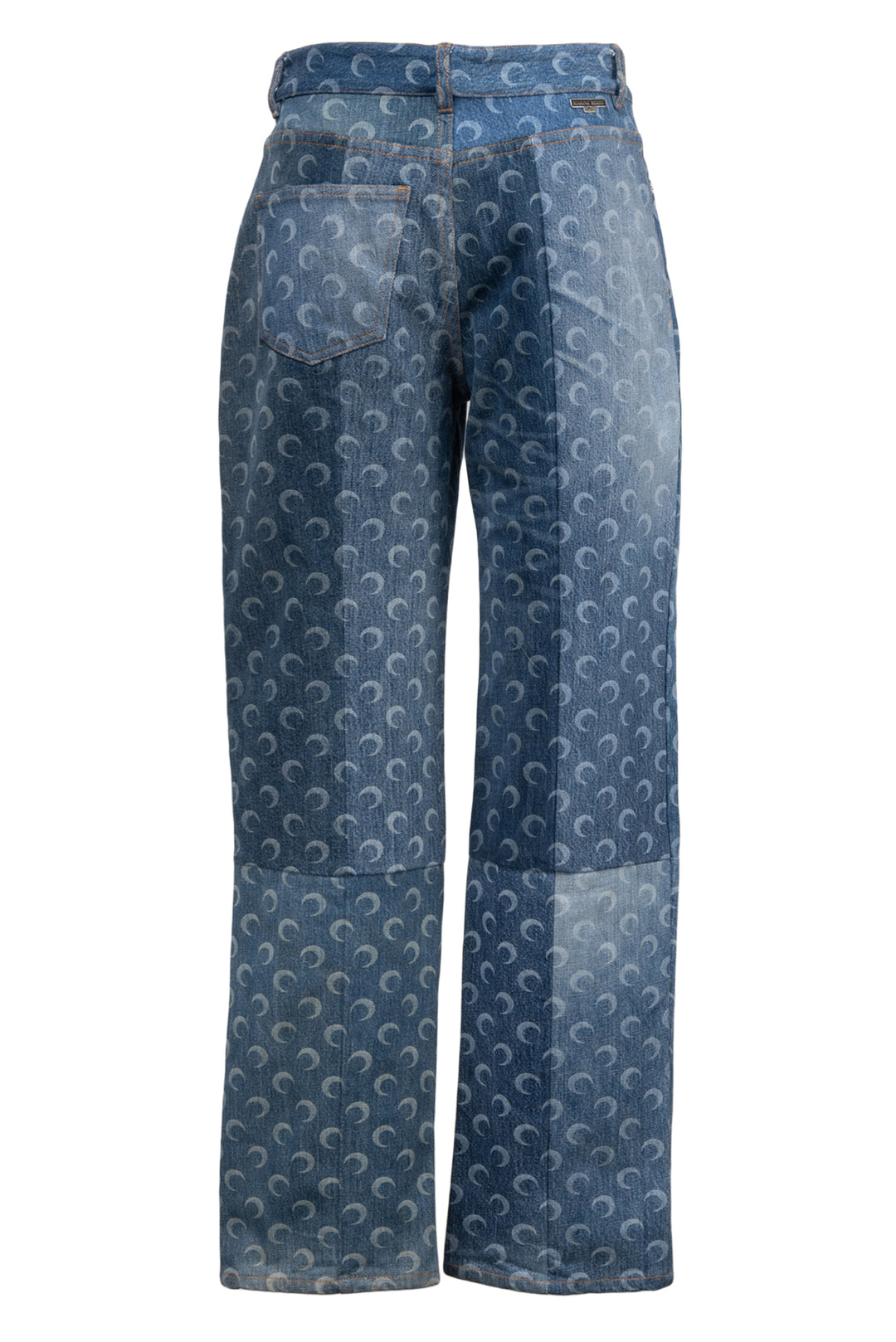 Marine Serre Size L FW20 Moon Print Regenerated Panel High-Rise Jeans