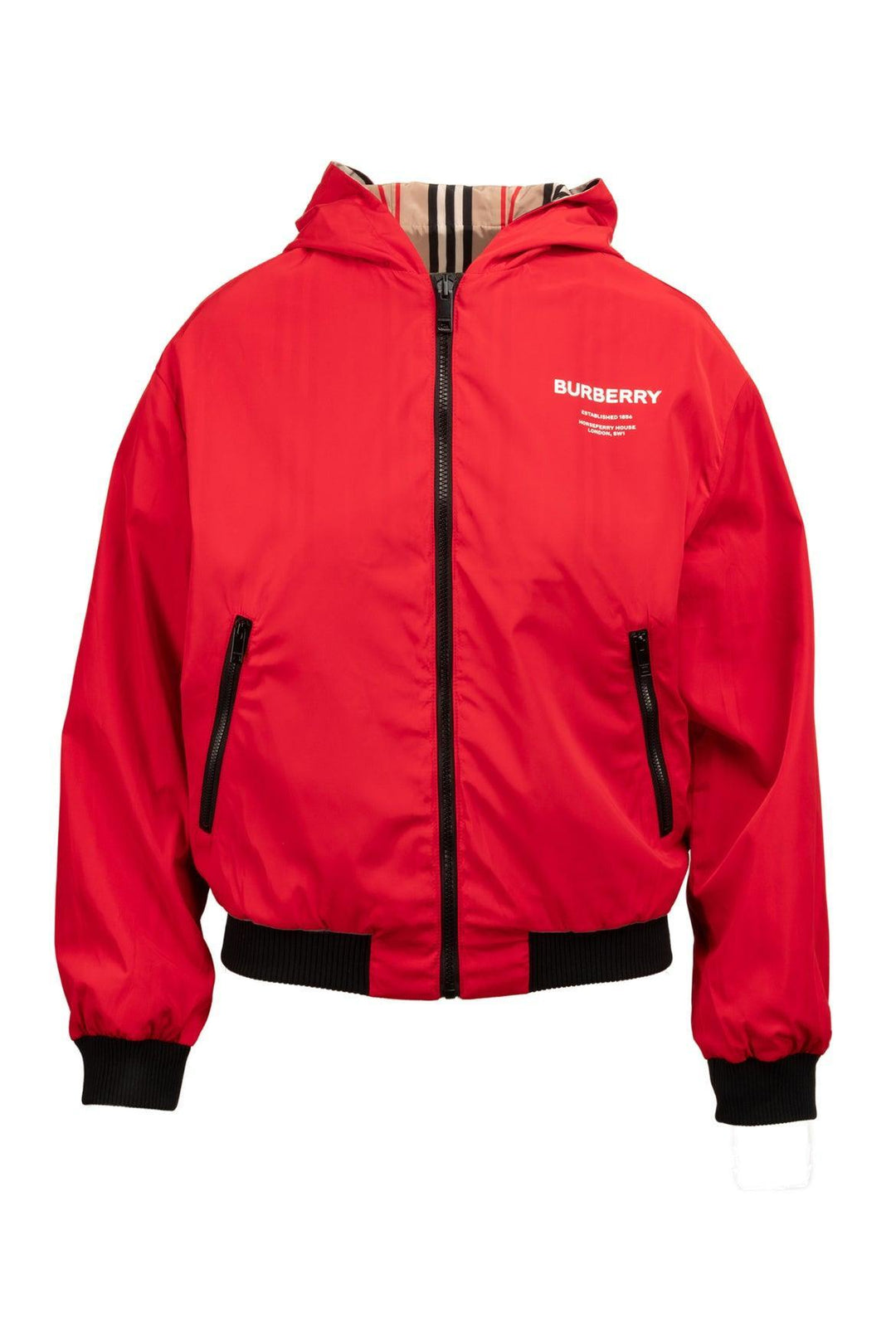 Burberry Size XS/S (Youth 14) Reversible Icon Stripe Hooded Jacket