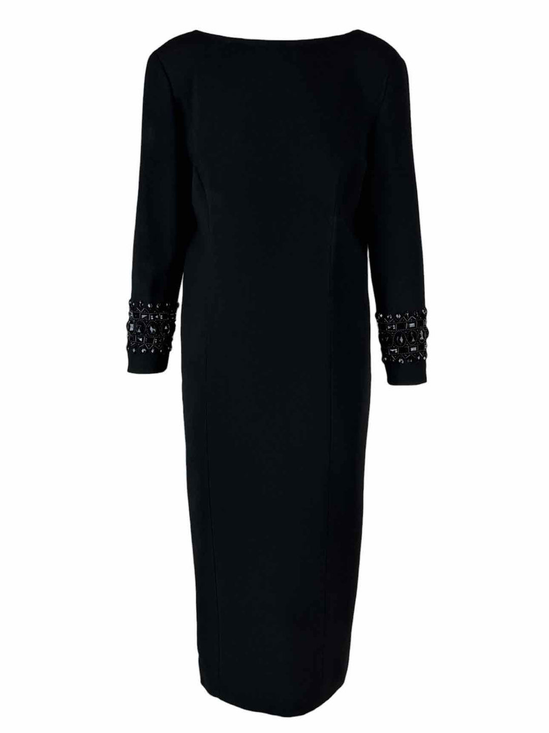 Max Mara Size 12 Vintage Embellished Long Sleeve Dress