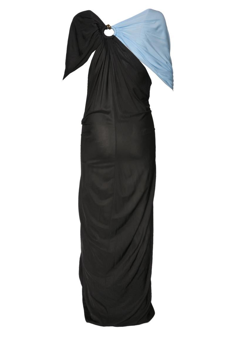 Bottega Veneta Size 46 Twist Front Draped Two Tone Jersey Gown