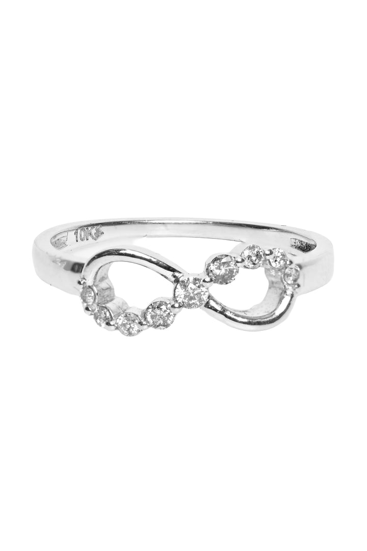 Peoples Size 7.75 10K White Gold Diamond Infinity Ring