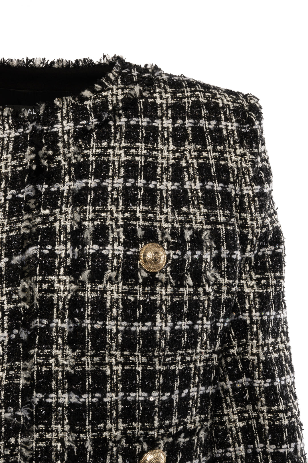 Balmain Size 46 Lurex Tweed Cropped Jacket