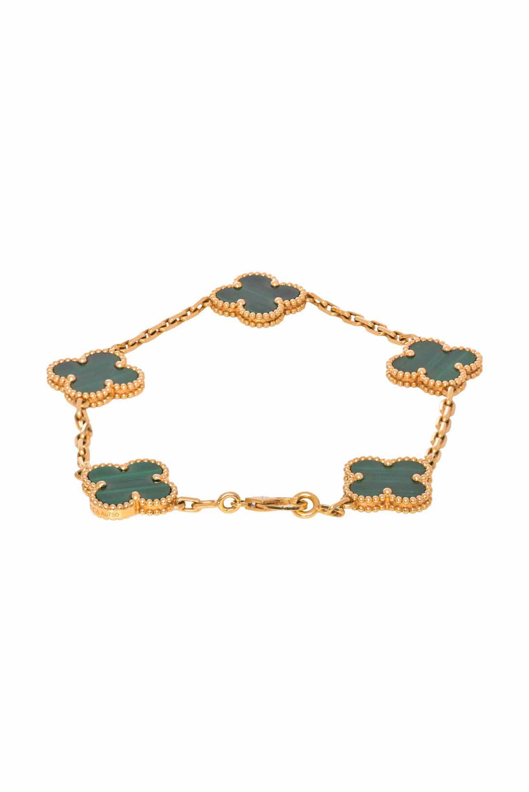 Van Cleef & Arpels 2021 18K Yellow Gold & Malachite Vintage Alhambra Bracelet