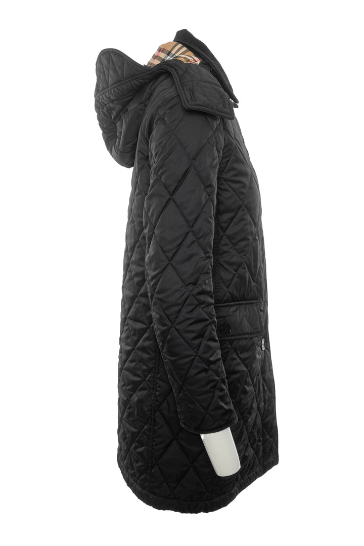 Burberry Size XS Detachable Hood Diamond Quilted Coat