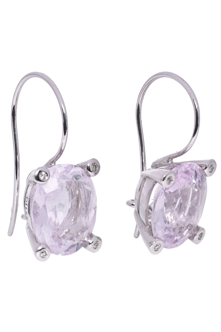 Damiani Bliss 18K White Gold Pink Amethyst & Diamond Earrings