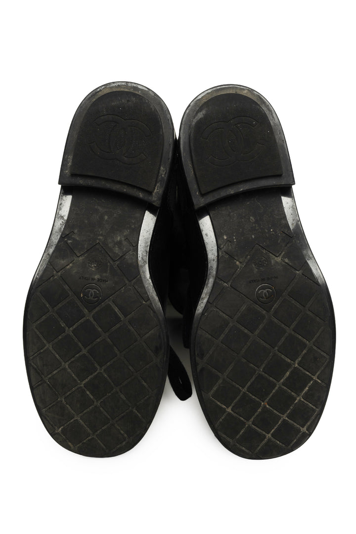 Chanel Size 36.5 2011 Interlocking CC Logo Lace Up Boots