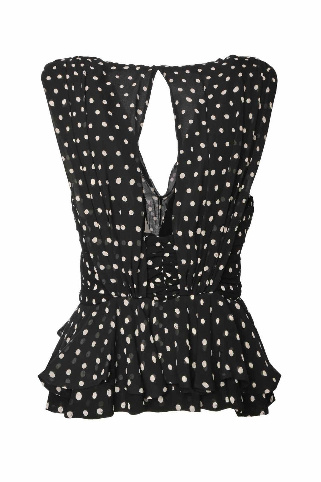 Saint Laurent Size 38 2017 Silk Polkadot Ruffled Tops