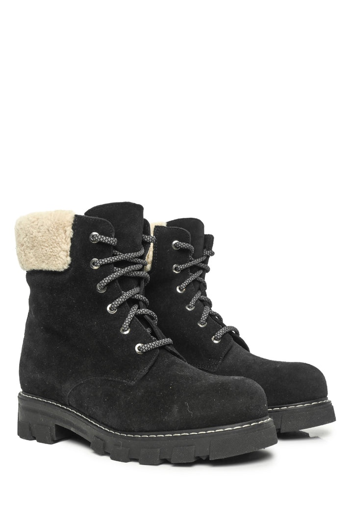 La Canadienne Size 9 Andy Suede Shearling Hiker Ankle Boots