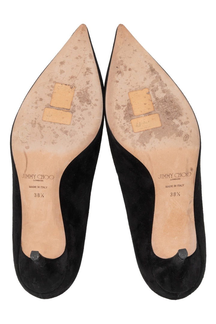 Jimmy Choo Size 38.5 Love 65 Black Suede Pointed Toe Pumps