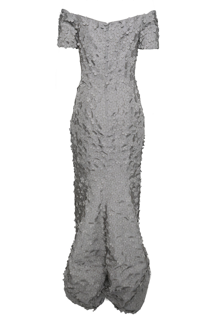 Catherine Regehr Size P Flower & Crystal Embellished Off The Shoulder Gown