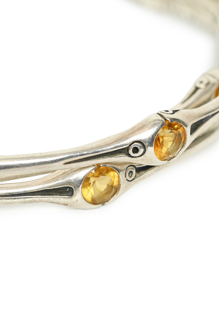 John Hardy Sterling Silver & Citrine Bamboo 3 Bangle Set