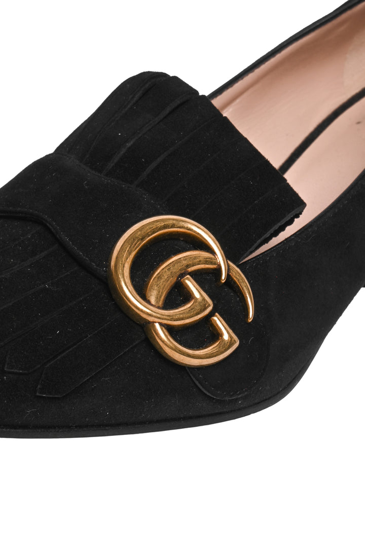 Gucci Size 37.5 GG Marmont Fringe Pumps
