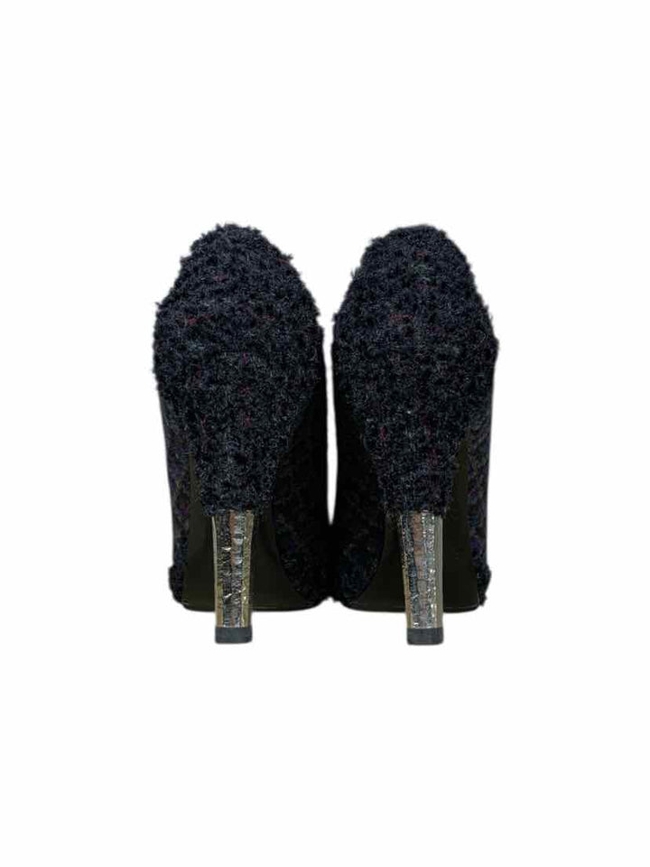 Chanel Size 37 Tweed Lace Up Ankle Boots