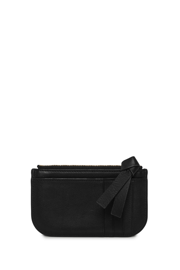 Chloe Woven Leather Zip Card Holder Wallet