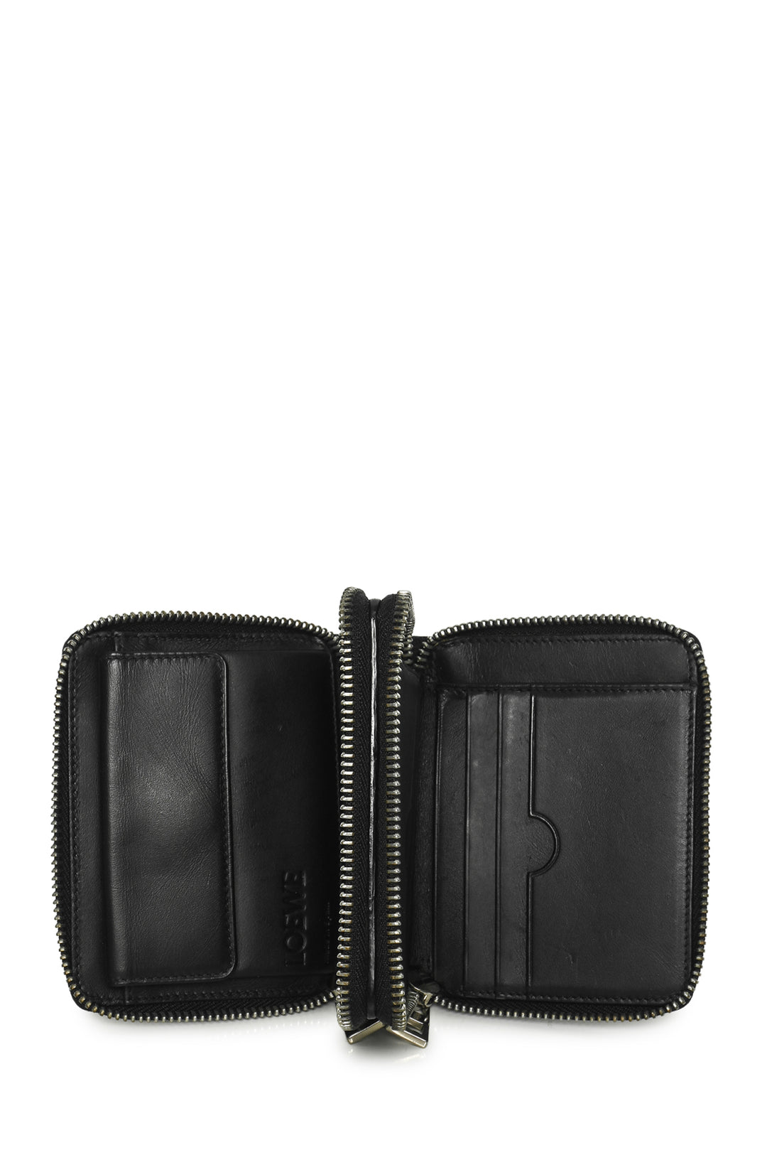 Loewe Repeat Embossed Calfskin Double Zipper Compact  Wallet
