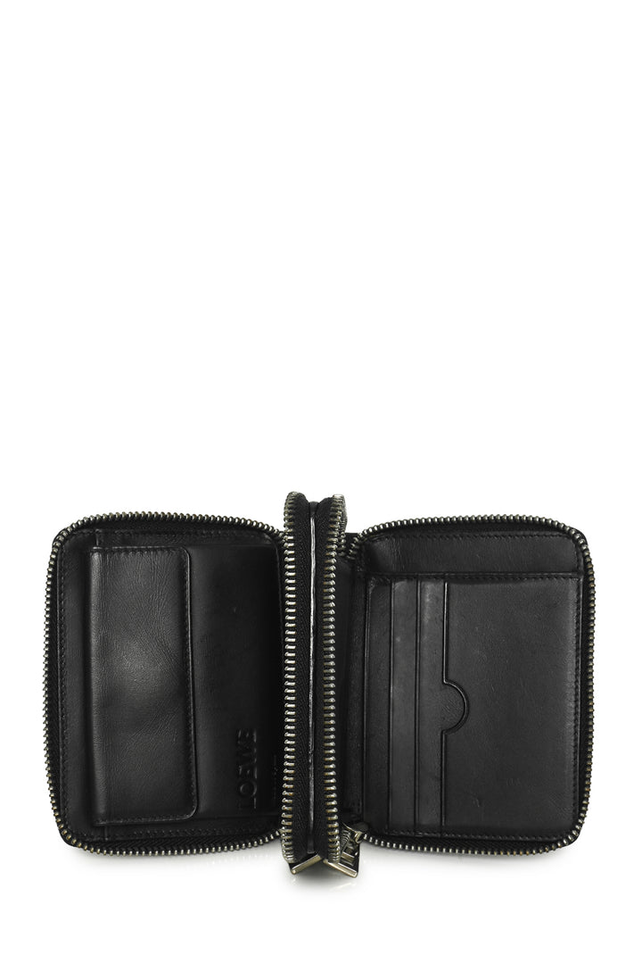 Loewe Repeat Embossed Calfskin Double Zipper Compact  Wallet