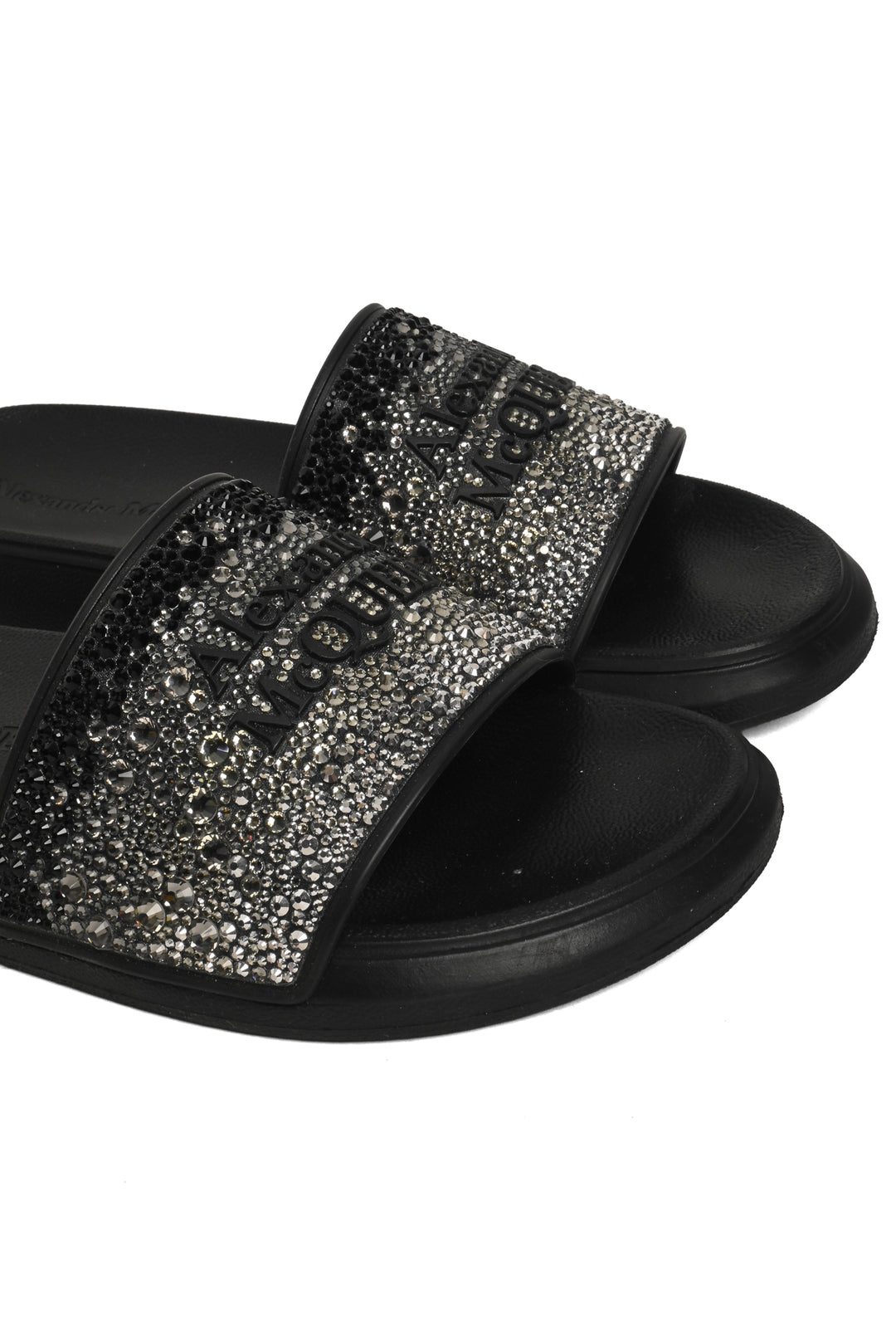 Alexander Mcqueen Size 36 Crystal Embellished Logo Slide Sandals