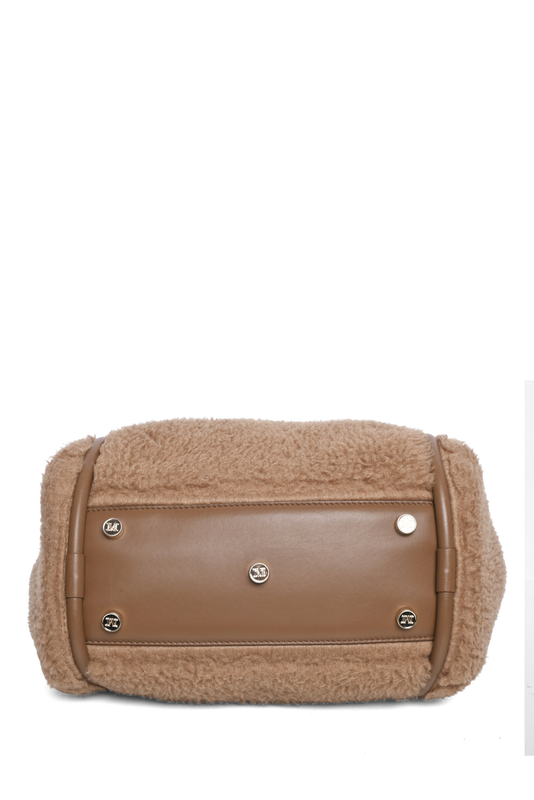 Max Mara Marine Leather Trim Teddy Shoulder Bag