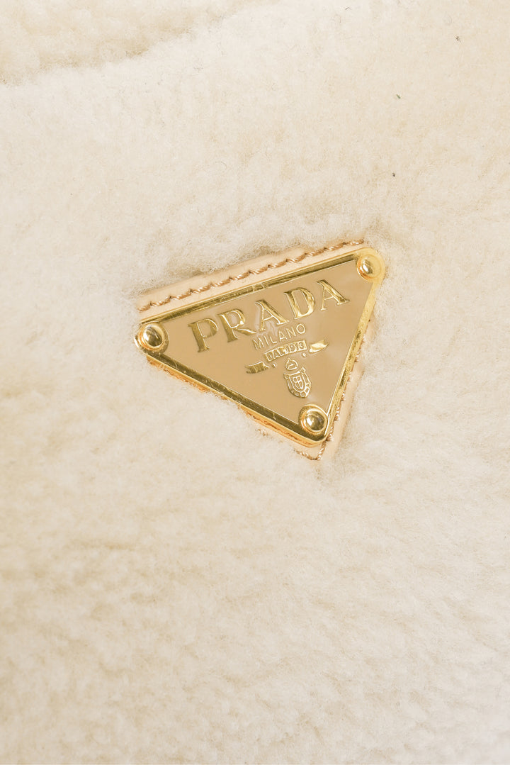Prada Arque Shearling & Leather Shoulder Bag