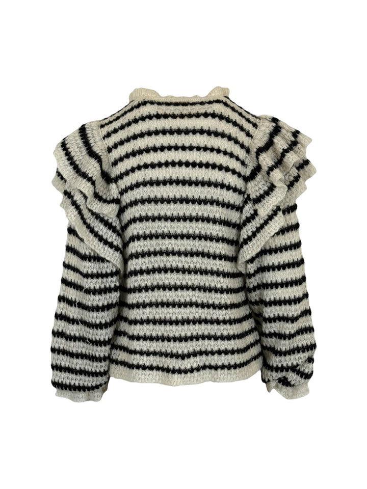 Ulla Johnson Size S Frilly Striped Alpaca-Blend  Sweater
