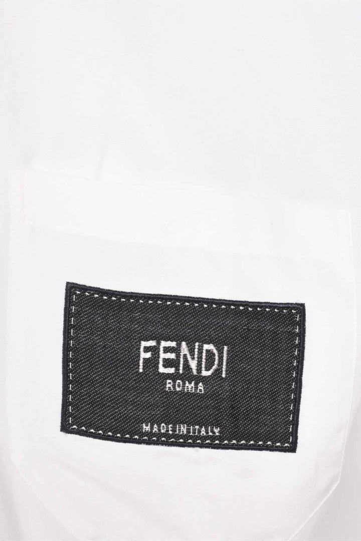 Fendi Size L Men's Logo Patch Dress Shirt Long Sleeve