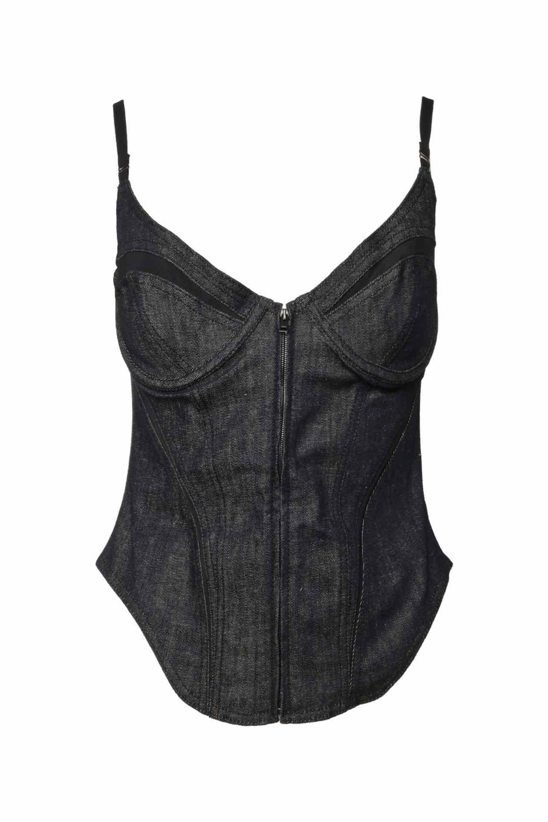 Mugler Size 40 Mesh Trimmed Denim Corset