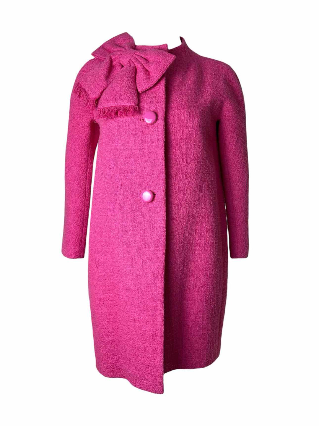 Kate Spade Size 0 Pink Tweed Large Bow Coat