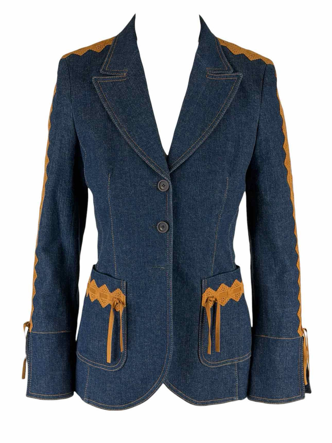 Escada Size 34 Embellished Denim Jacket