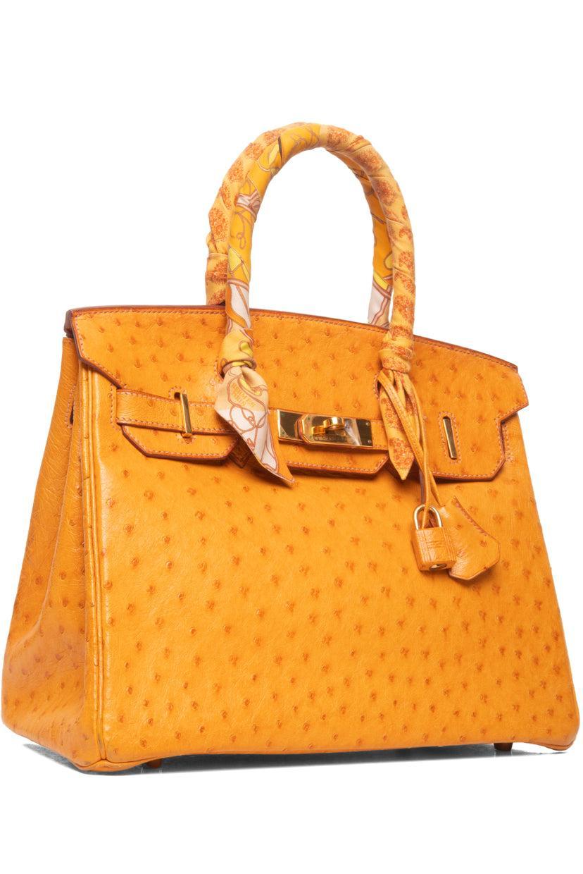 Hermes 1999 Saffron Ostrich Leather Birkin 30