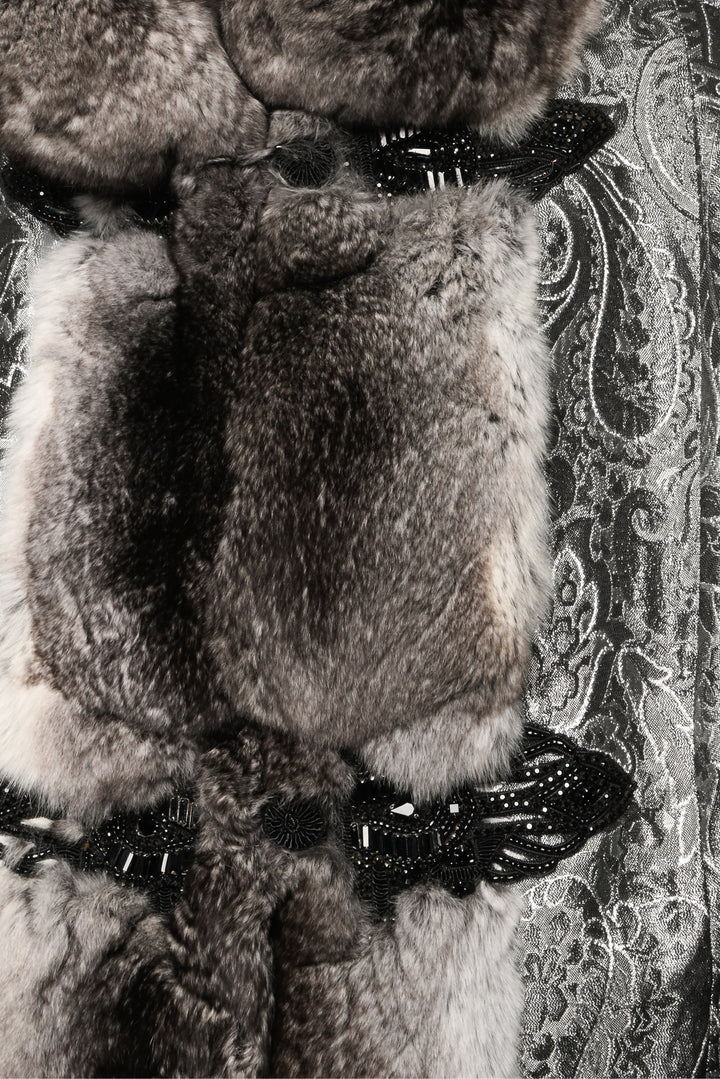 Made in U.S.A Size XS/S Jacquard Fur Trimmed Jacket