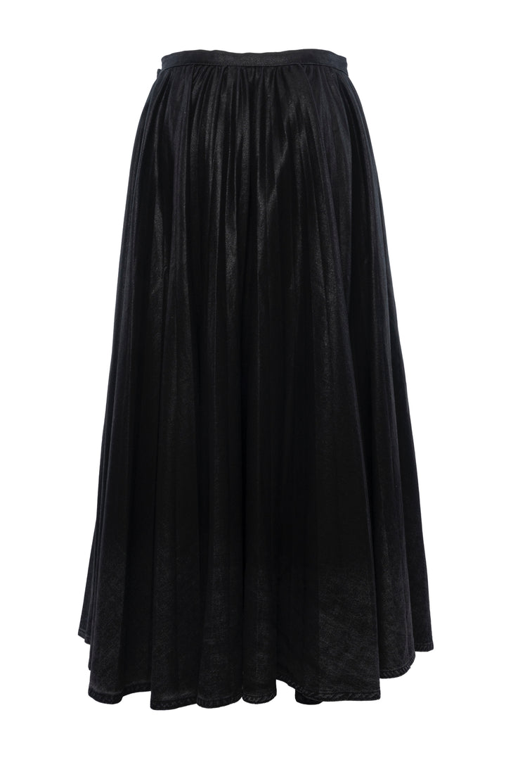 Christian Dior Size 8 Pleated Waxed Cotton Midi Skirt