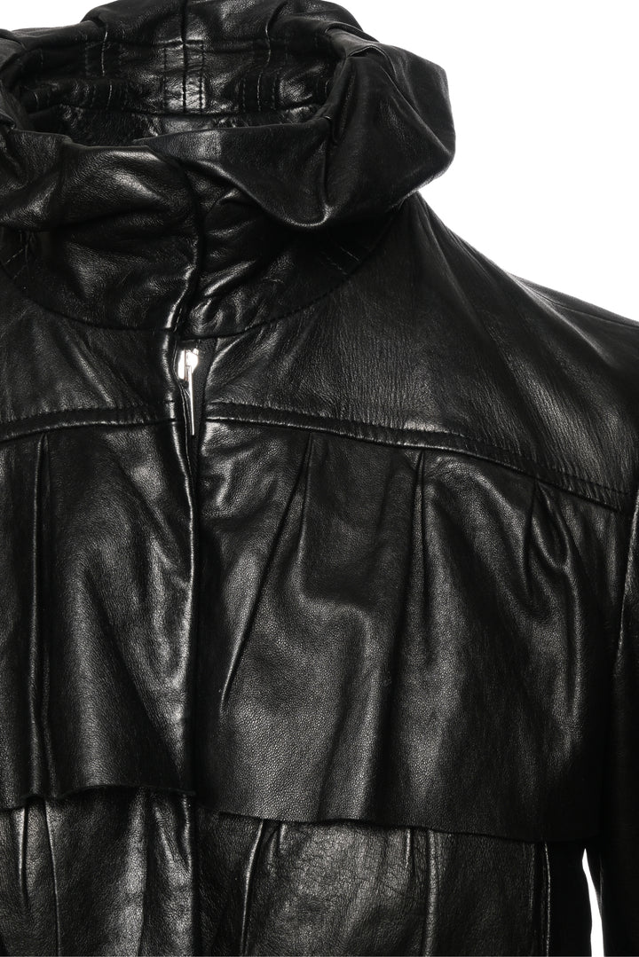 Diane Von Furstenberg Size 2 Ruffle Leather Jacket