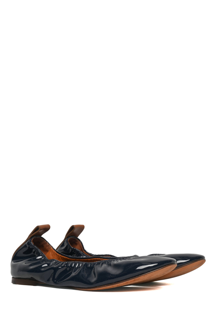 Lanvin Size 36 Patent Ruched Ballerina Flats