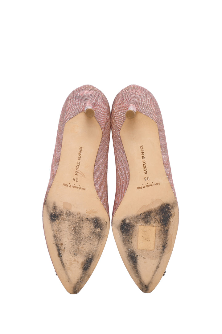 Manolo Blahnik Size 38 Hangisi Crystal Buckle Pumps