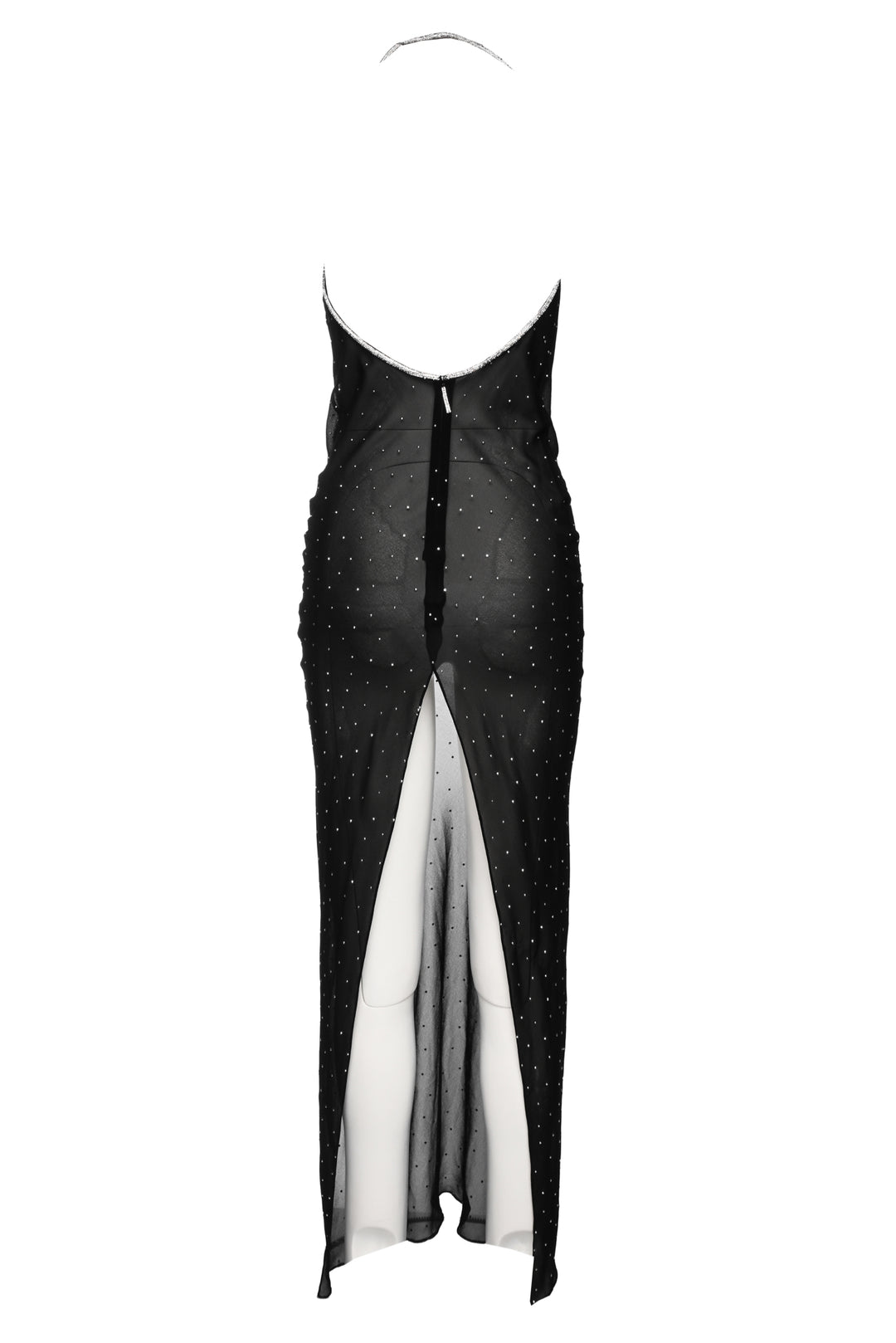 Nue Studio Size 38 Crystal Embellished Sheer Halter Dress