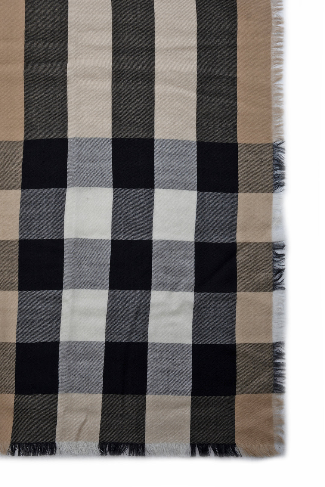 Burberry Frayed Check Cashmere Scarf