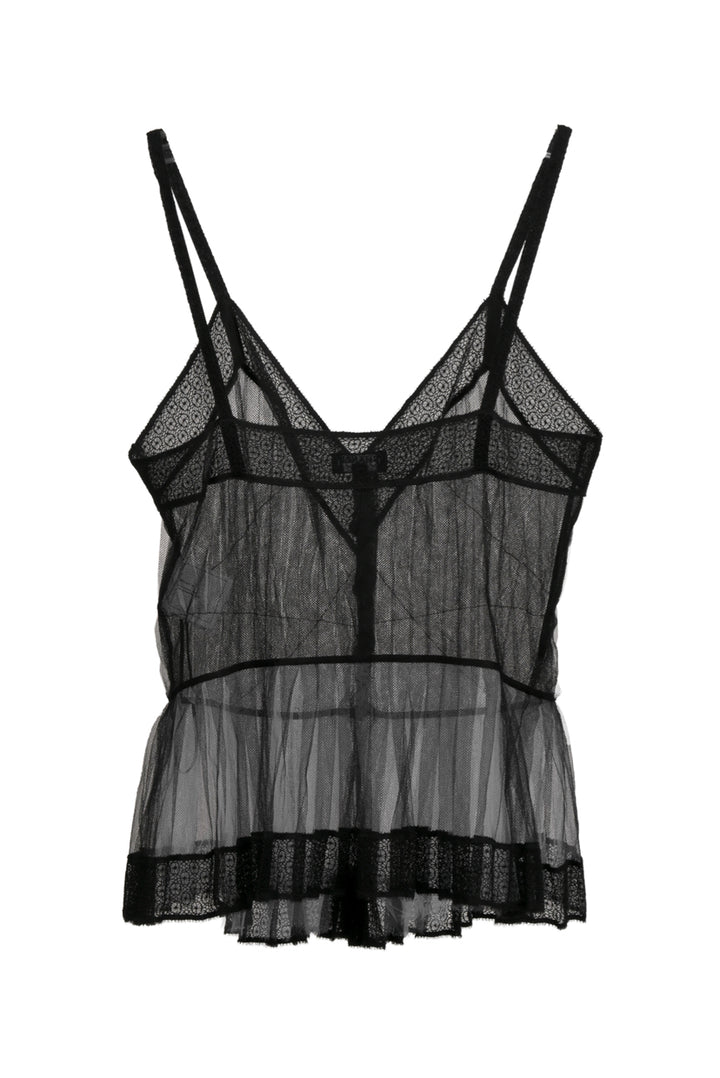 Chanel Size 36 Pleated Mesh Sheer Tank Top