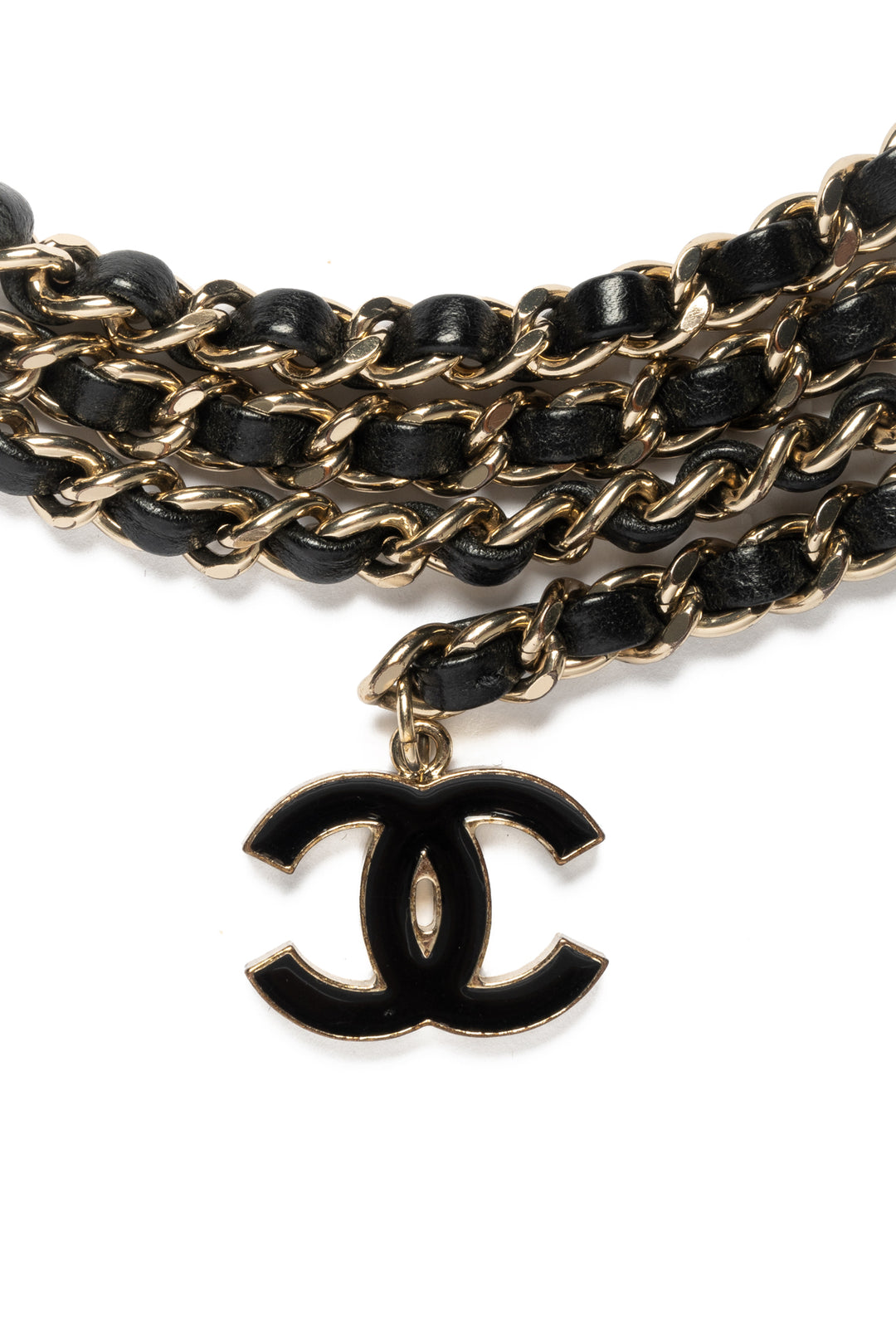 Chanel Size 32 2004 Interlocking CC Logo Leather Chain Belt