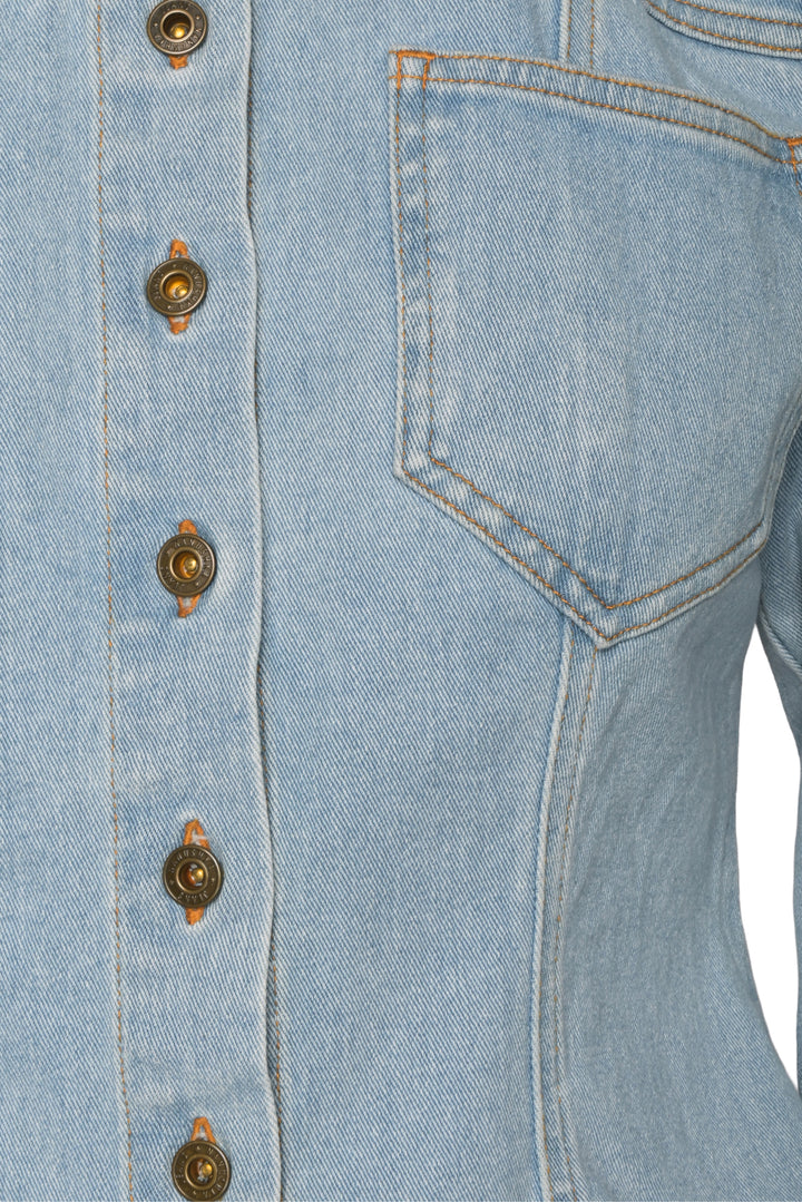 Nanushka Size S Distressed Denim Button Up Shirt