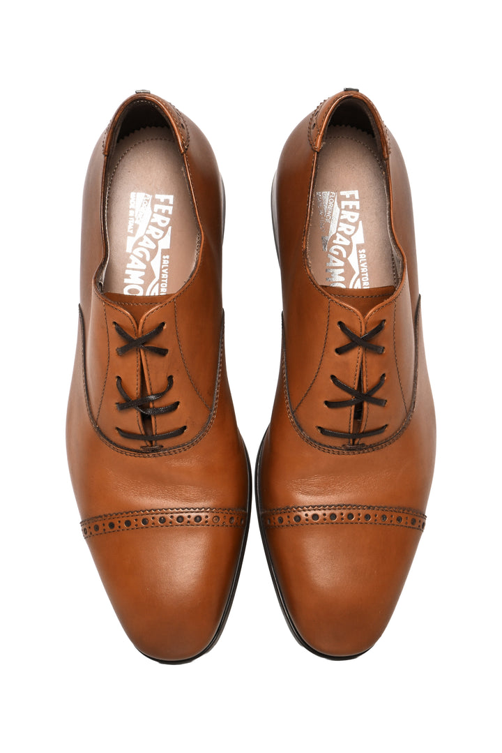 Salvatore Ferragamo Size 9 Men's Boston Ambre Cap-Toe Oxfords