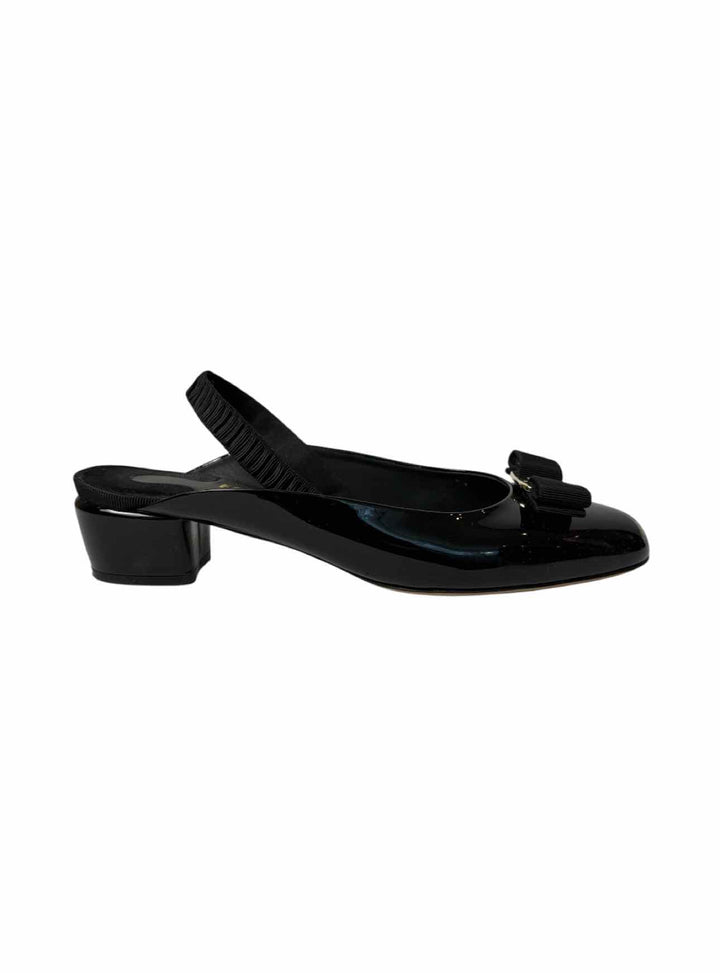 Ferragamo Size 8 Vara Bow Patent Leather Slingback Pumps